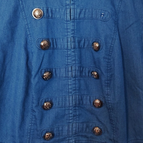 INC International Concepts  Denim Jacket Blazer Military Style Gold Button - Picture 3 of 14